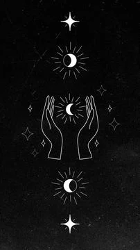 Aesthetic black celestial wallpaper Stock Illustration
