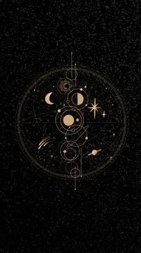 Aesthetic black celestial wallpaper Stock Illustration