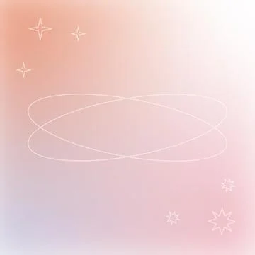 Aesthetic blurry gradient vector illustration with cool linear figures and frame Illustrazione stock