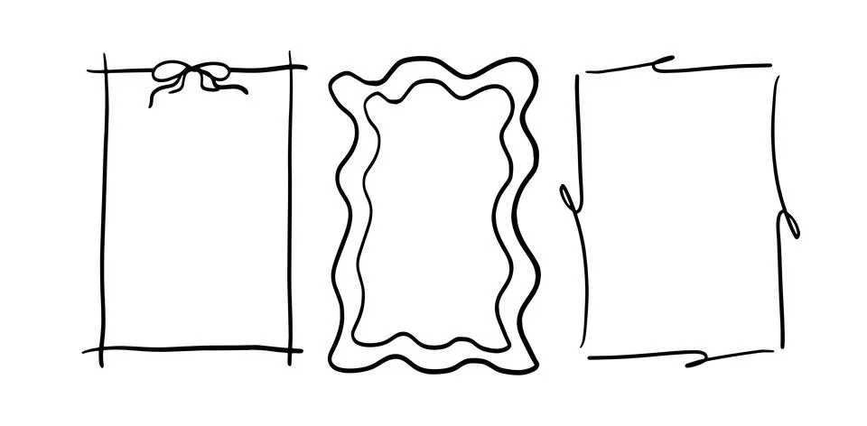 Aesthetic Border and Frame Set Illustration | Doodle for Elegant Designs Stock Illustration