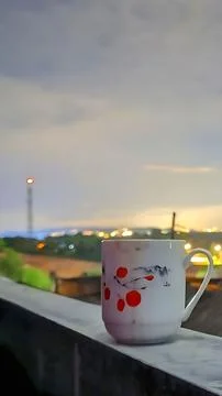 Aesthetic ceramic cups Stock Photos