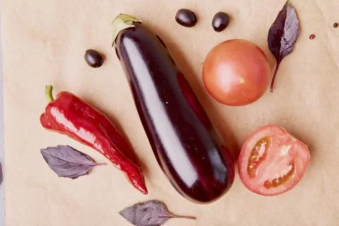 Aesthetic composition of healthy Plant based, FODMAP, Paleo, Mediterranean diet Stock Photos