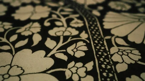 Aesthetic Floral design pattern, old Indian Heritage Background close up 스톡 동영상 160071633