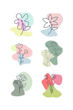 Aesthetic flower set design Illustrazione stock