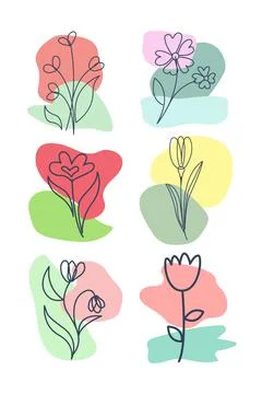 Aesthetic flower set design Stock Illustration
