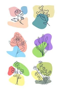 Aesthetic flower set design Stock Illustration
