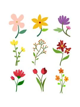 Aesthetic flower set design Stock Illustration