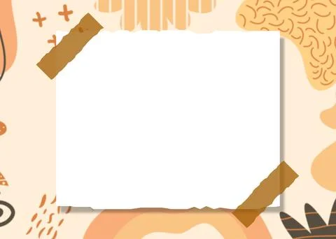 Aesthetic Hand Drawn Paper Note on Abstract Shapes Background Vector Design Stock Illustration