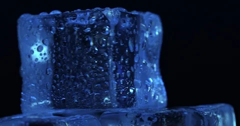 Aesthetic Ice Cubes on Black Background Stock Footage 104570415
