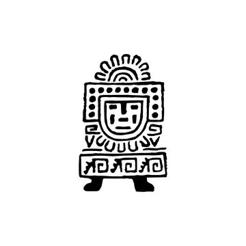 Aesthetic illustration featuring a naive-style tribal figure Stock Illustration
