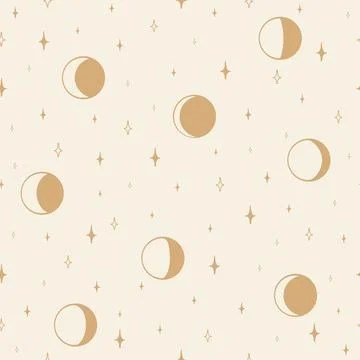 Aesthetic illustration seamless pattern with celestial moon phases 스톡 일러스트