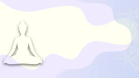 Aesthetic loop Yoga lotus position copy space meditating women silhouette 動画素材 329181893