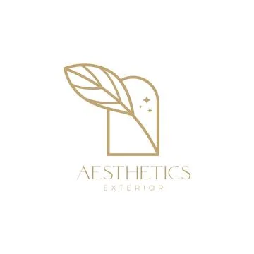Aesthetic luxury leaf with window logo design Stock Illustration
