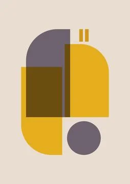 Aesthetic minimalist geometric elements interior poster Abstract vector art f Stock Illustration