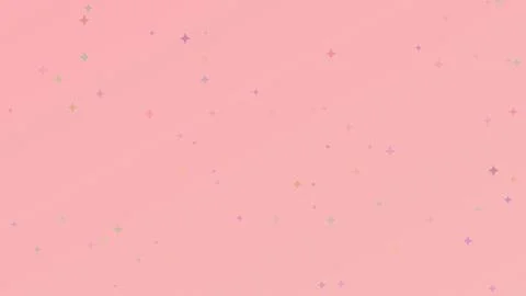 Aesthetic pink background featuring scattered colorful four-pointed stars a.. 库存插图