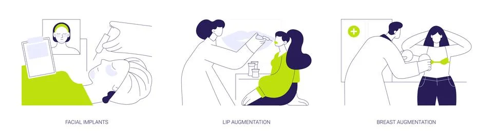 Aesthetic plastic surgery abstract concept vector illustrations. Stock Illustration
