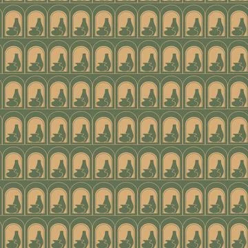 Aesthetic seamless pattern with ceramic vases. Contemporary art with pottery  Stock Illustration