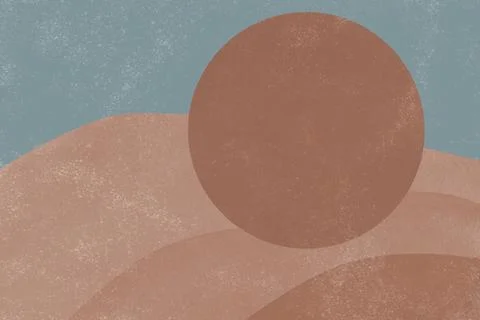 Aesthetic shape texture. Brown shapes with watercolour texture on beige and blue Stock Illustration