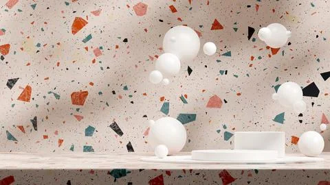 Aesthetic shot of round objects in the background of painted wall Stock Photos