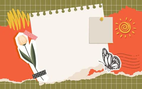 Aesthetic sticky notes collage background Stock Illustration