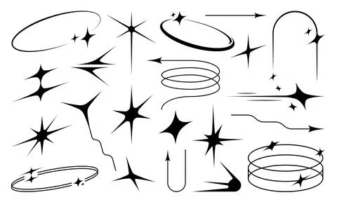 Aesthetic y2k elements, star and sparkle figures Stock Illustration