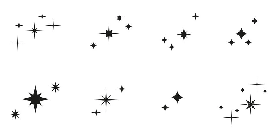 Aesthetic y2k star elements compositions set. Stock Illustration