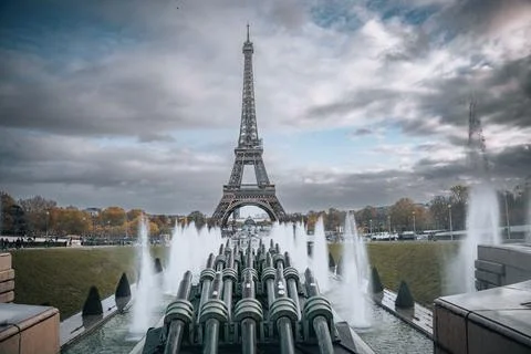 Aesthetically pleasing image of the iconic Eiffel Tower in Paris, France Stock Photos