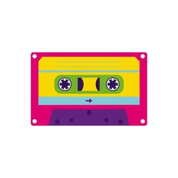Aesthetics of the 90s, retro cassettes for a tape recorder. Elements of the 2 Stock Illustration