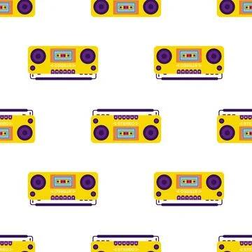 Aesthetics of the 90s, Seamless pattern with Retro magnet for cassettes. 20.. Stock Illustration