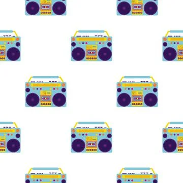 Aesthetics of the 90s, Seamless pattern with Retro magnet for cassettes. 2000 Stock Illustration