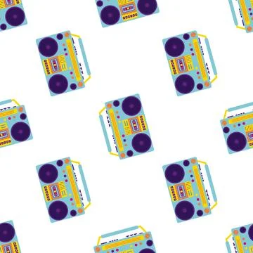 Aesthetics of the 90s, Seamless pattern with Retro magnet for cassettes. 2000 Stock Illustration