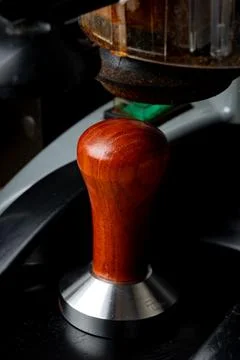 Aesthetics and elements of a coffee machine in a cozy cafe Stock Photos