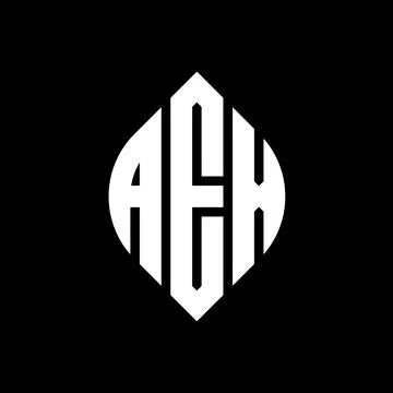 AEX circle letter logo design with circle and ellipse shape. AEX ellipse letter Stock Illustration
