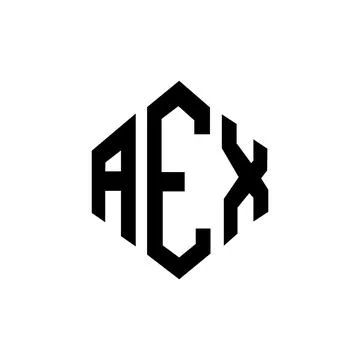 AEX letter logo design with polygon shape. AEX polygon and cube shape logo .. Stock Illustration
