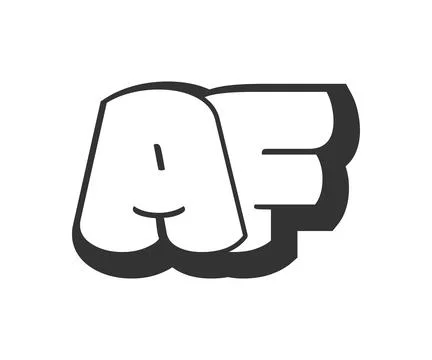 AF logo, bubble comic lettering, rounded in graffiti style black and white .. Stock Illustration