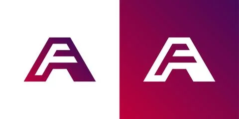 AF negative space letter logo black background Stock Illustration
