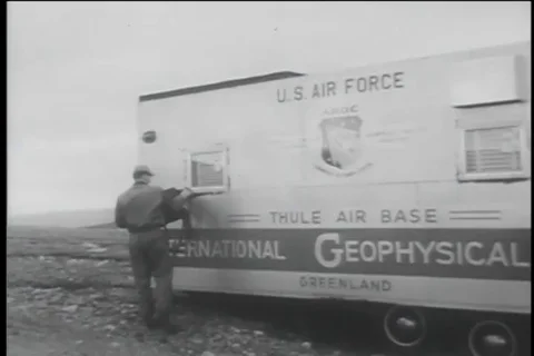AF scientist study Ellora and cosmic dust particles at Arctic land - 1958 Stock Footage 99586964