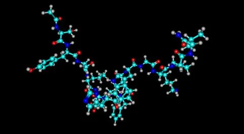 Afamelanotide molecular structure isolated on black Stock Illustration
