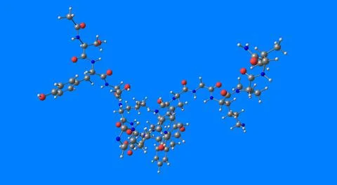 Afamelanotide molecular structure isolated on blue Stock Illustration
