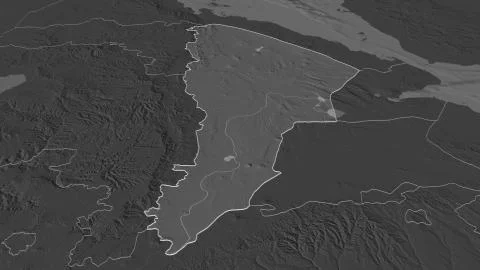 Afar, Ethiopia. Bilevel elevation map with surface waters Illustrazione stock