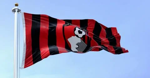 AFC Bournemouth flag waving on a clear day Stock Illustration