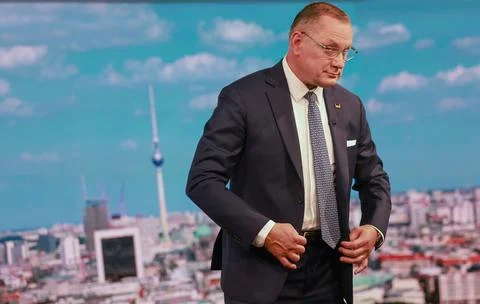 AfD co-leader attends ARD summer interview in Berlin, Germany - 23 Aug 2026 Stock Photos