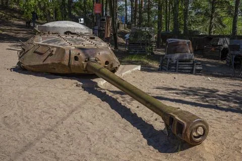 AFDS artillery installation based on the IS-4 tank turret. Sestroretsky frontier Stock Photos