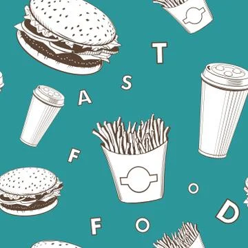 Afe food vector set white and green and black fast-food monogram pattern Illustrazione stock
