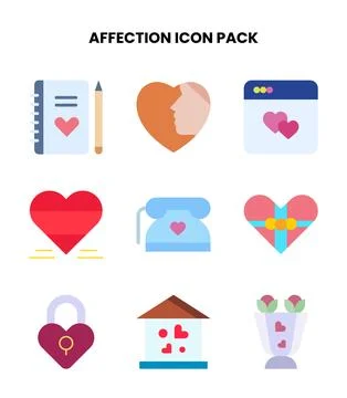 Affection Flat Scalable Icons Pack Stock Illustration