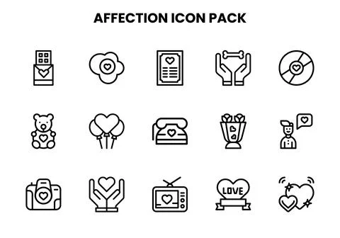 Affection Line Graphics Icons Pack 库存插图