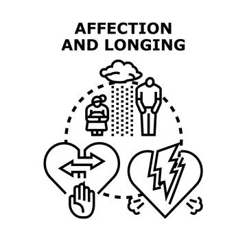Affection longing relationship problems breakup sadness emotion Stock Illustration
