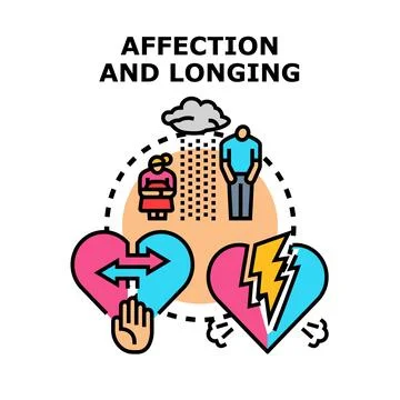 Affection longing relationship problems breakup sadness emotion Stock Illustration