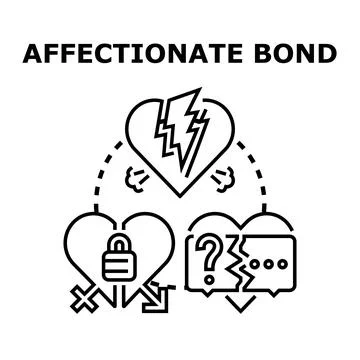 Affectionate bond concept broken heart relationship problems Stock Illustration