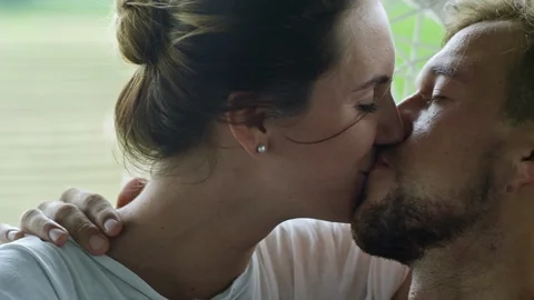 Affectionate Couple Kissing when Stock Video Pond5